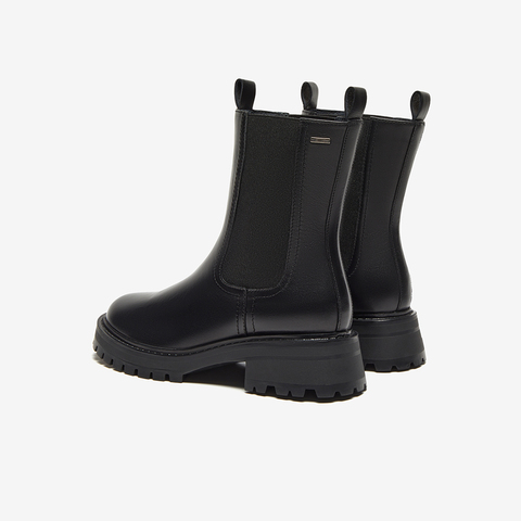 Bata切尔西靴女2025冬季商场新款牛皮英伦粗跟通勤短筒靴WIG26DZ5