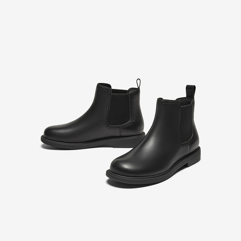 Bata切尔西靴女2025冬商场新款英伦风牛皮通勤软底短筒靴86812DD5