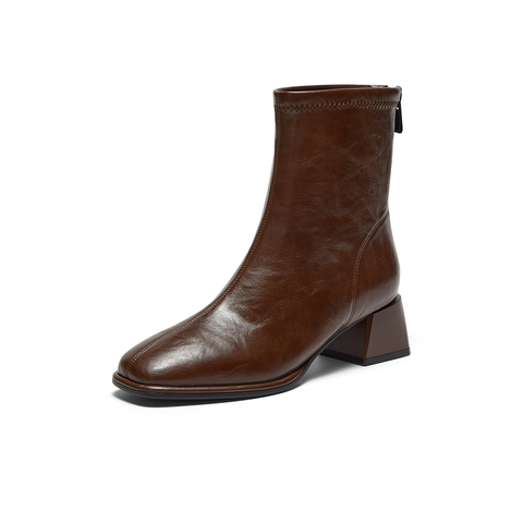 Bata弹力瘦瘦靴女2025冬季商场新款通勤百搭粗跟时装靴AAH40DZ5