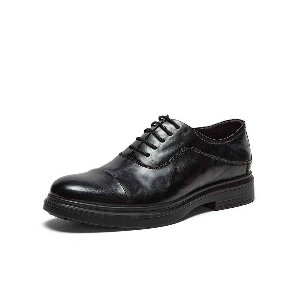 Bata商务正装鞋男2025秋季商场新款英伦牛皮纹理德比皮鞋64707CM5