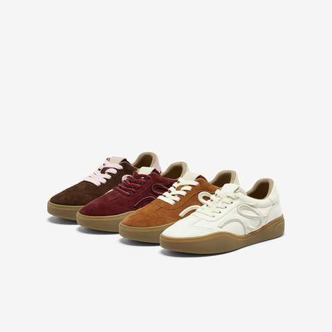 Bata休闲鞋女2025秋季新款牛剖皮通勤厚底复古德训运动鞋28881CM5