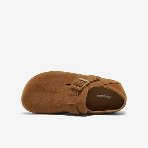 Bata勃肯鞋女2025秋商场新款英伦复古牛剖皮内增高一脚蹬31502CM5