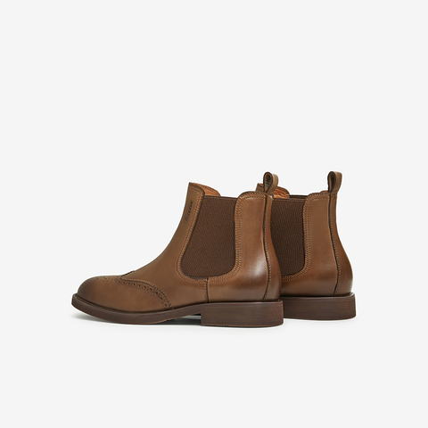 Bata切尔西靴女2025冬商场新款英伦风牛皮粗跟通勤短筒靴ATA44DD5