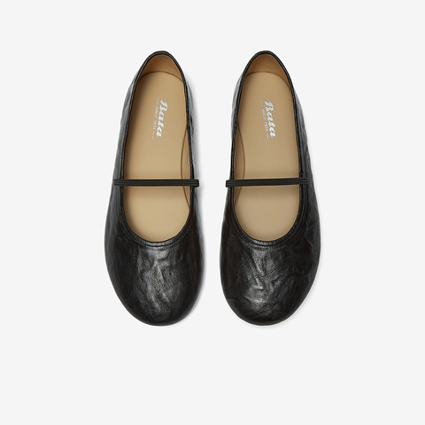 Bata羊皮书玛丽珍女2025秋商场新款百搭通勤浅口软底单鞋53967CQ5