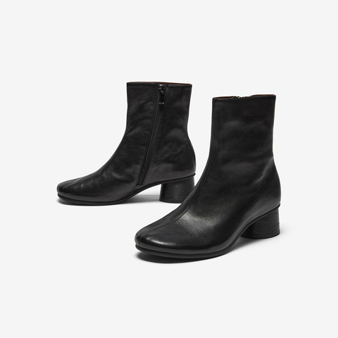 Bata时装靴女2025冬季新款羊皮软底通勤百搭中筒靴66071DZ5