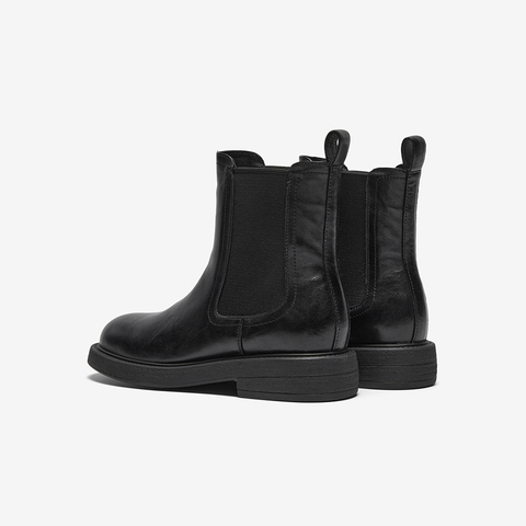 Bata切尔西靴女2025冬商场新款英伦风牛皮通勤百搭短筒靴33578DD5