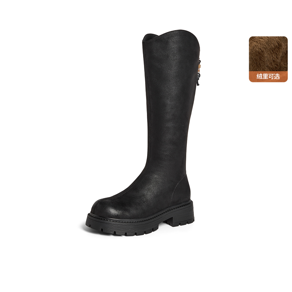 Bata时装靴女2025冬季商场新款英伦百搭长筒通勤骑士靴91020DG5