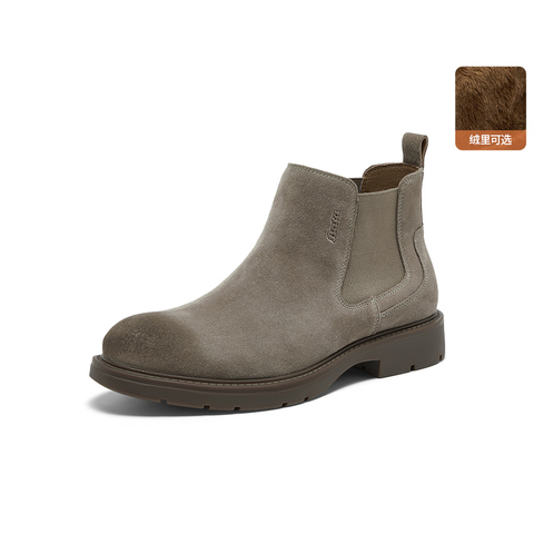 Bata切尔西男2025冬商场新款英伦通勤牛剖皮百搭通勤低靴29693DD5