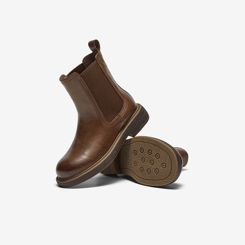 Bata切尔西靴女2025冬商场新款英伦风牛皮通勤百搭短筒靴33578DD5