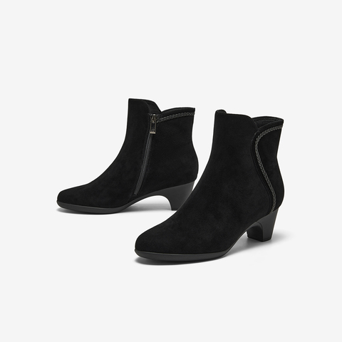 Bata时装靴女2025冬季商场新款羊皮软底通勤百搭短筒靴AQ776DD5