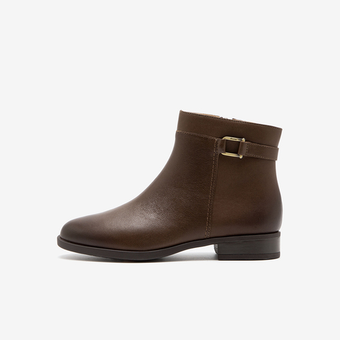 Bata时装靴女2025冬季商场新款羊皮通勤软底粗跟短筒靴AWG44DD5