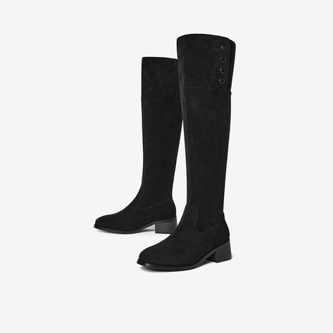 Bata西部靴女2025冬季商场新款翻翻靴厚底显瘦长筒牛仔靴10581DC5