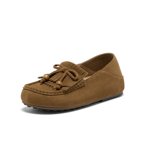 Bata乐福鞋女2025秋季商场新款复古英伦风牛剖皮通勤单鞋7267DCA5