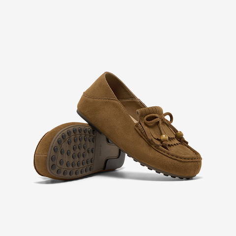 Bata乐福鞋女2025秋季商场新款复古英伦风牛剖皮通勤单鞋7267DCA5