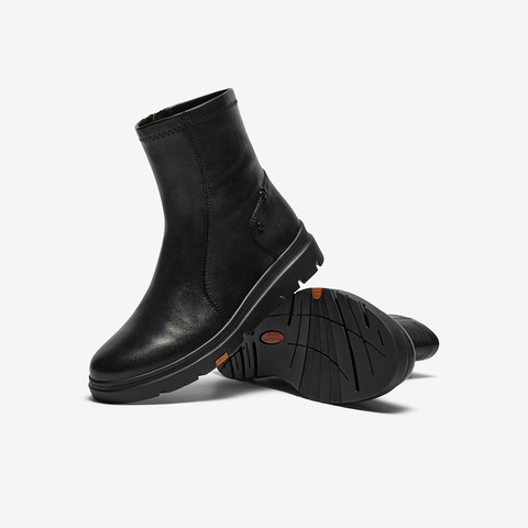 Bata时装靴女2025冬商场新款羊皮软底通勤百搭厚底短筒靴ABN69DZ5