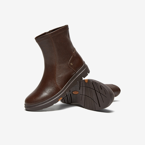 Bata时装靴女2025冬商场新款羊皮软底通勤百搭厚底短筒靴ABN69DZ5