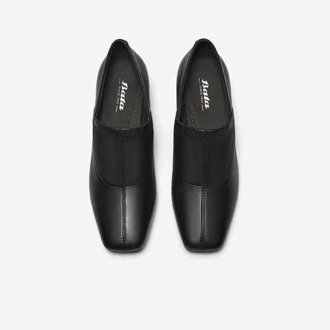 Bata复古单鞋女2025秋商场新款羊皮粗跟通勤优雅百搭单鞋28015CM5