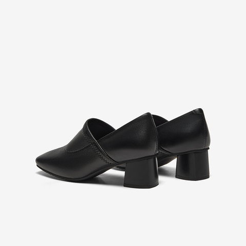 Bata复古单鞋女2025秋商场新款羊皮粗跟通勤优雅百搭单鞋28015CM5