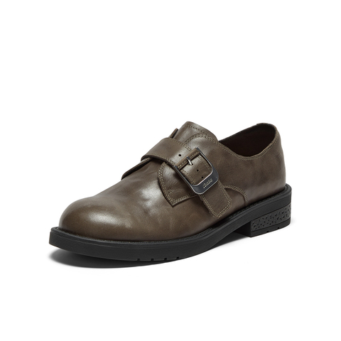 Bata牛津鞋女2025秋商场新款复古英伦风牛皮软底通勤单鞋25801CM5