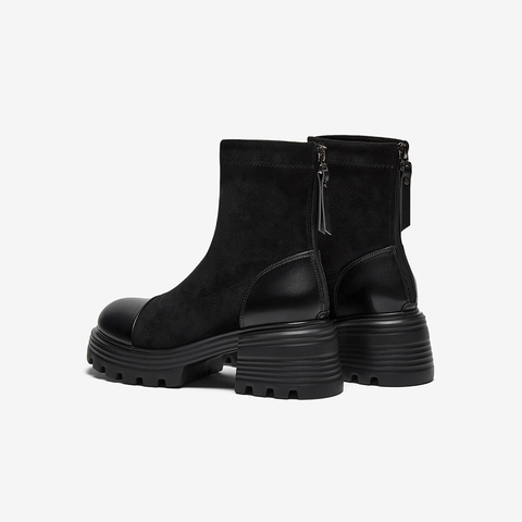 Bata时装靴女2025冬季商场新款英伦通勤百搭短筒弹力靴63166DD5