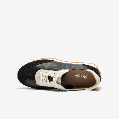 Bata休闲鞋女2025秋商场新款牛羊皮通勤德训厚底运动鞋AAK20CM5