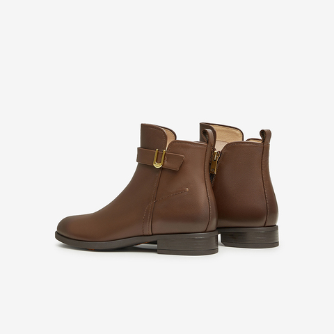 Bata时装靴女2025冬商场新款粗跟百搭牛皮通勤软底短筒靴AWG89DD5