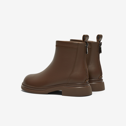 Bata时装靴女2025秋商场新款百搭羊皮弹力通勤粗跟短筒靴24352CD5