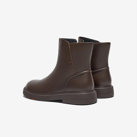 Bata时装靴女2025冬季商场新款通勤百搭羊皮软底短筒靴AKQ49DD5