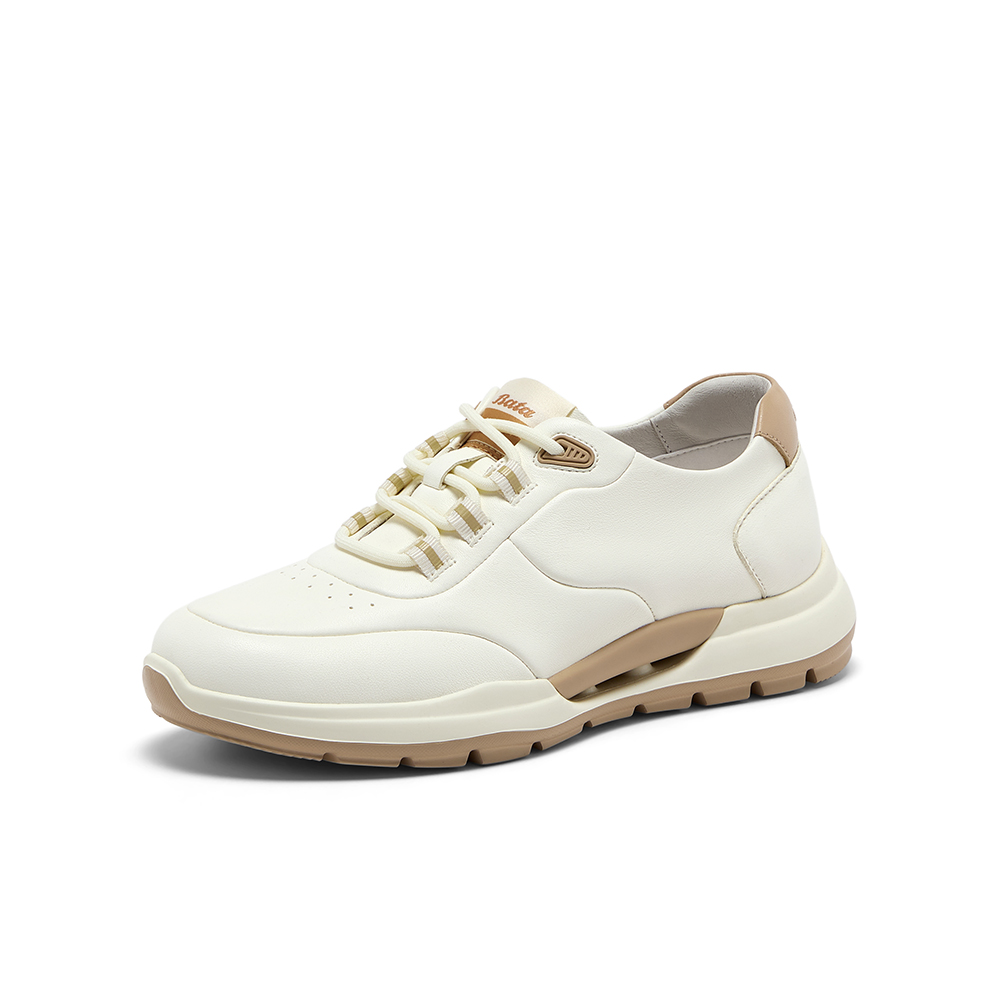 Bata休闲鞋女2025秋商场新款牛皮羊皮通勤百搭厚底运动鞋VLHB7CM5