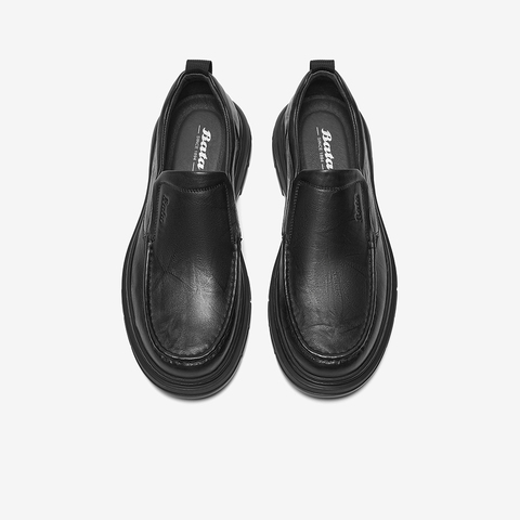 Bata乐福鞋男2025冬商场新款英伦牛皮厚底商务通勤一脚蹬30821DM5