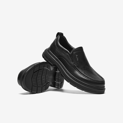 Bata乐福鞋男2025冬商场新款英伦牛皮厚底商务通勤一脚蹬30821DM5