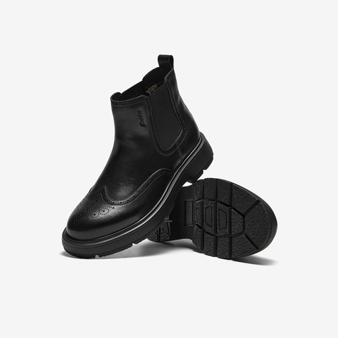 Bata切尔西靴男2025冬季商场新款牛皮英伦风通勤百搭低靴25611DD5