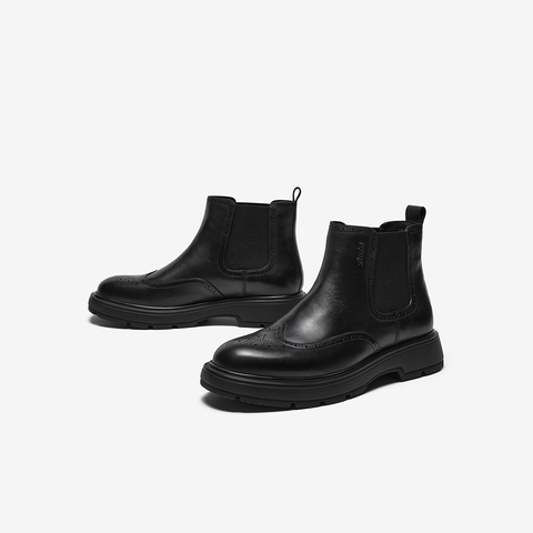 Bata切尔西靴男2025冬季商场新款牛皮英伦风通勤百搭低靴25611DD5