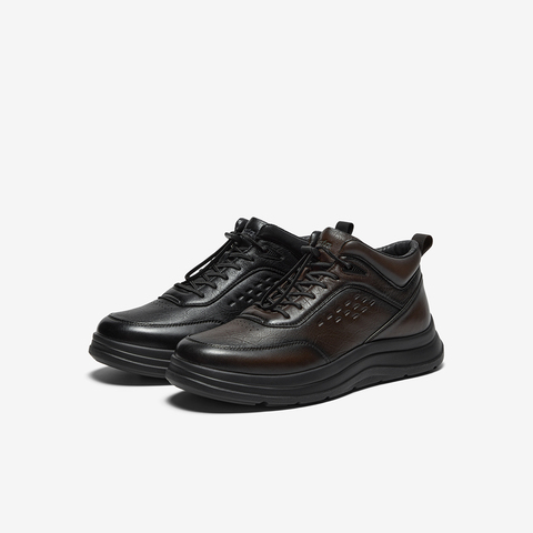 Bata时装靴男2025冬季商场新款牛皮通勤户外休闲厚底低靴21861DD5