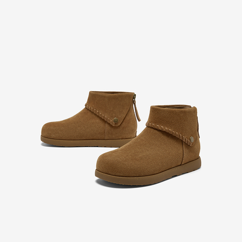 Bata时装靴女2025冬季商场新款百搭牛剖皮通勤百搭短靴30921DD5