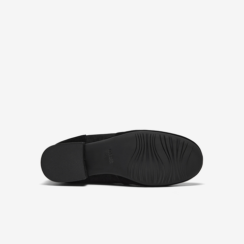 Bata时装靴女2025冬季新款羊皮弹力复古通勤粗跟短筒靴65133DZ5