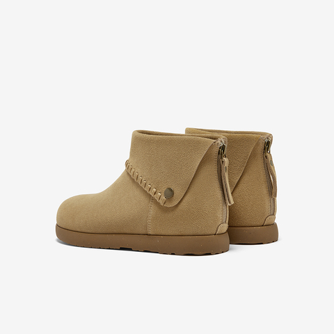 Bata时装靴女2025冬季商场新款百搭牛剖皮通勤百搭短靴30921DD5