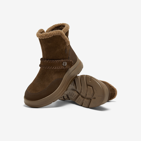 Bata雪地靴女2025冬季商场新款牛剖皮保暖厚底时尚短靴AD146DD5