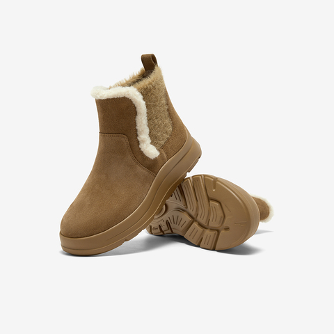 Bata雪地靴女2025冬商场新款牛皮保暖厚底百搭时尚短靴AD150DD5