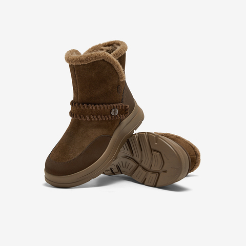 Bata雪地靴女2025冬季商场新款牛剖皮保暖厚底时尚短靴AD146DD5