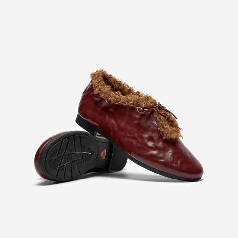 Bata一脚蹬女2025冬商场新款英伦羊皮玛丽珍舒适软底单鞋AZN25DA5