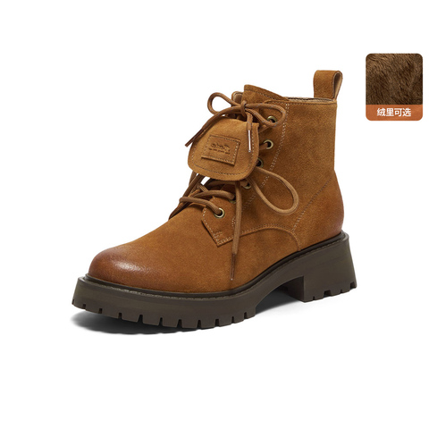 Bata英伦风马丁靴女2025冬季商场新款通勤粗跟复古短筒靴WIG29DD5