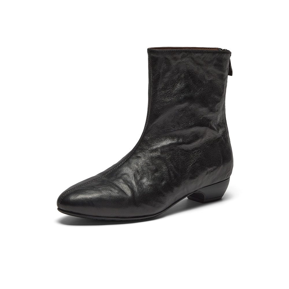 Bata瘦瘦靴女2025冬季新款百搭牛剖皮粗跟通勤百搭时装靴66061DZ5