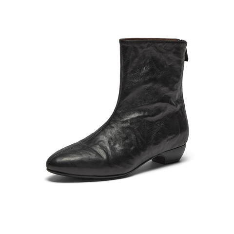 Bata瘦瘦靴女2025冬季新款百搭牛剖皮粗跟通勤百搭时装靴66061DZ5