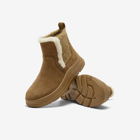 Bata雪地靴女2025冬商场新款牛皮保暖厚底百搭时尚短靴AD150DD5