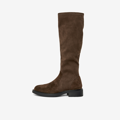 Bata瘦瘦靴女2025冬季新款显瘦增高百搭弹力粗跟长筒靴67053DG5