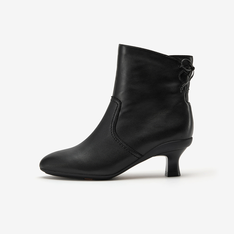 Bata时装靴女2025冬商场新款百搭软底羊皮通勤粗跟短筒靴AIR55DD5