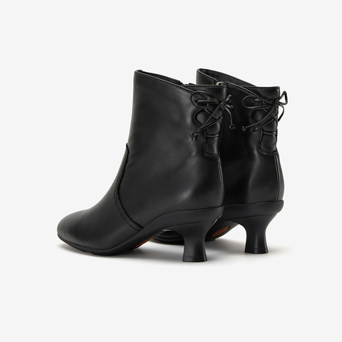 Bata时装靴女2025冬商场新款百搭软底羊皮通勤粗跟短筒靴AIR55DD5