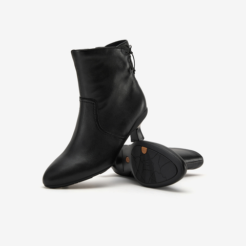 Bata时装靴女2025冬商场新款百搭软底羊皮通勤粗跟短筒靴AIR55DD5