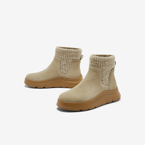 Bata瘦瘦靴女2025冬新款牛剖皮英伦风厚底袜靴弹力短靴AD147DD5